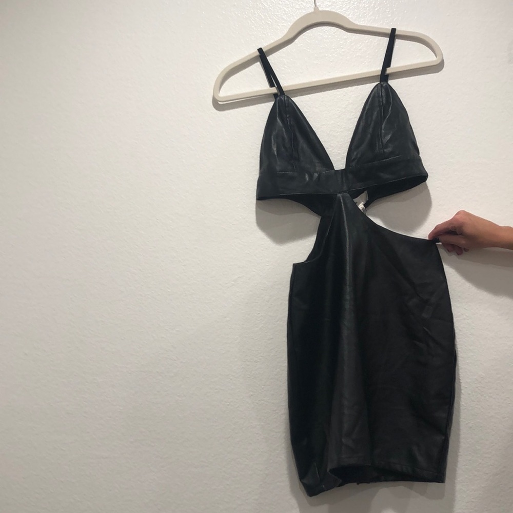 By the way faux leather bralette cutout dress brand new with tags